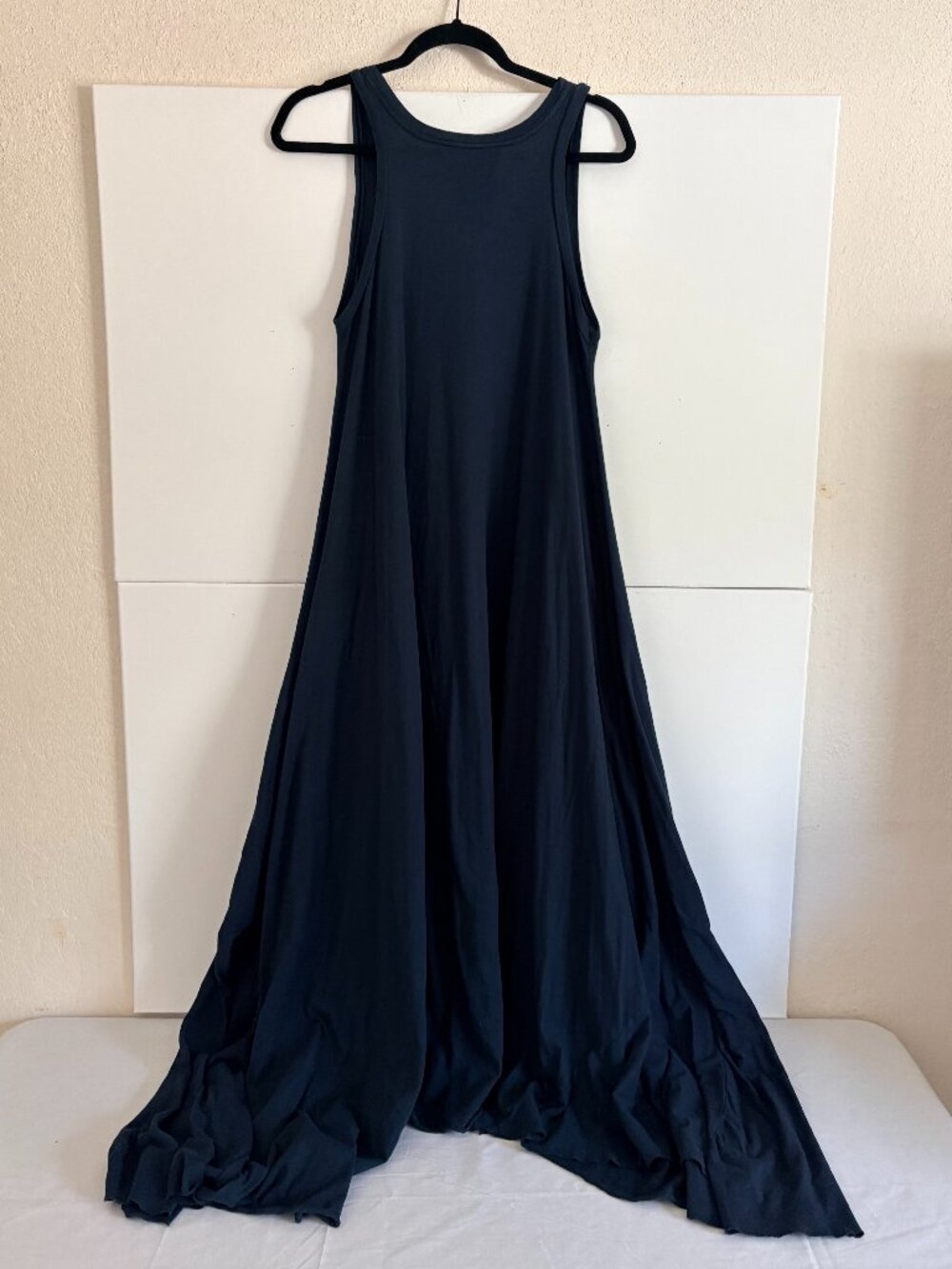 Mark & Estel Women's Navy Blue Sleeveless V Neck Long Flowy Maxi Dress Sz Large